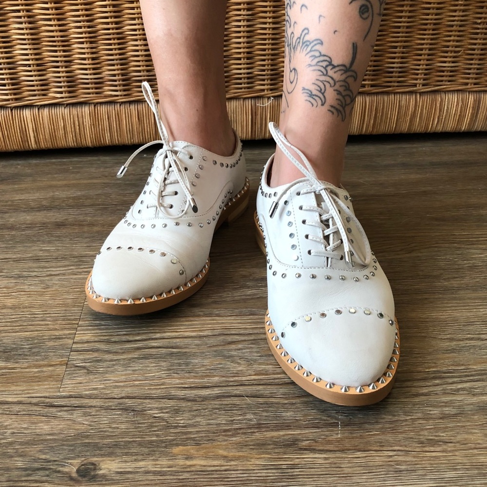 Nine West leather studded oxfords